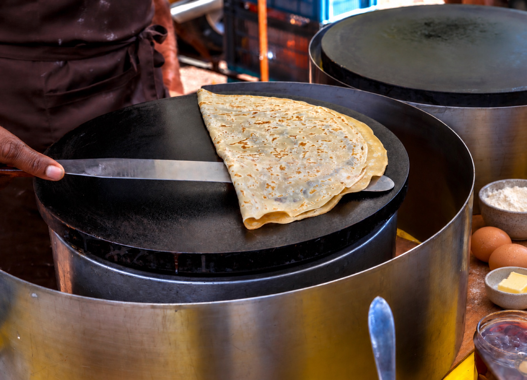 Préparation d’une crêpe Krep’s en cuisine